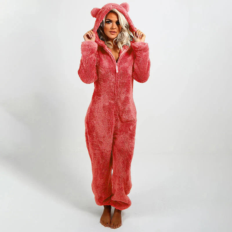 Combinaison pyjama à capuche en peluche