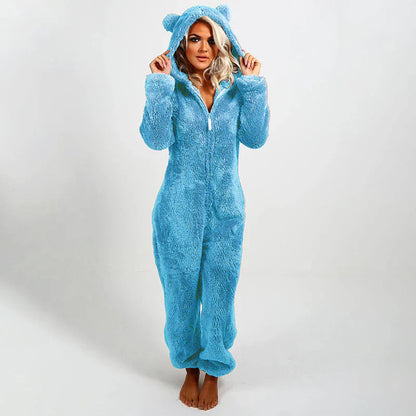 Combinaison pyjama à capuche en peluche