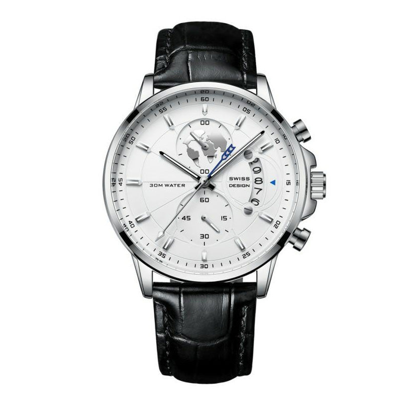 Montre à quartz pour homme avec cadran globe maritime