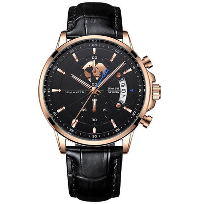 Montre à quartz pour homme avec cadran globe maritime