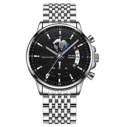 Montre à quartz pour homme avec cadran globe maritime