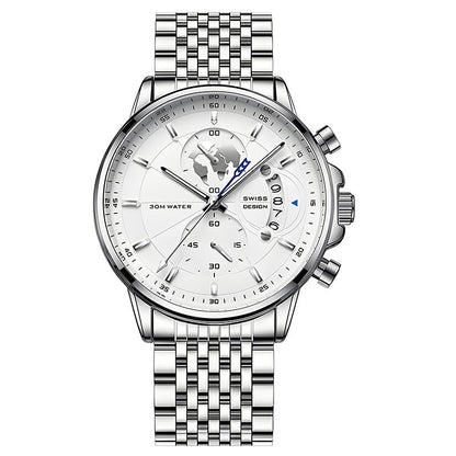 Montre à quartz pour homme avec cadran globe maritime