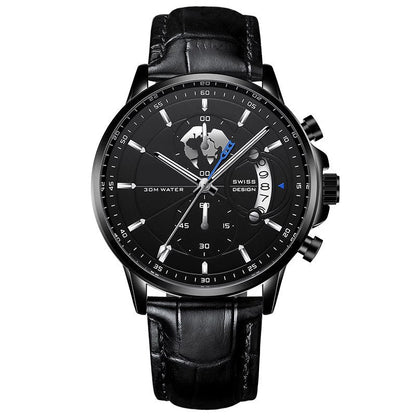 Montre à quartz pour homme avec cadran globe maritime