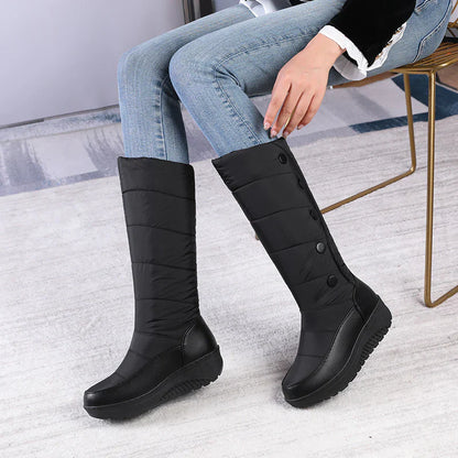 Bottes de neige compensées imperméables et doublées chaudes pour femmes