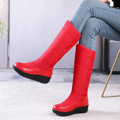 Bottes de neige compensées imperméables et doublées chaudes pour femmes