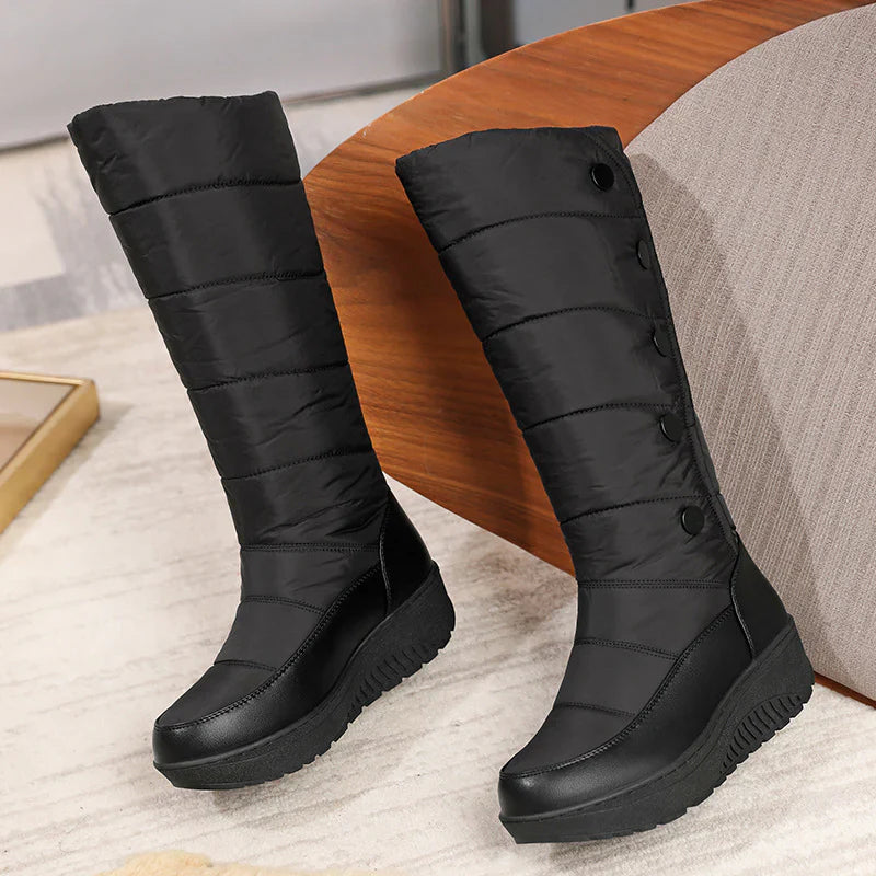 Bottes de neige compensées imperméables et doublées chaudes pour femmes