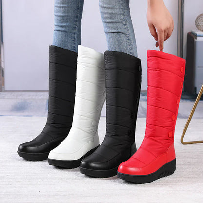 Bottes de neige compensées imperméables et doublées chaudes pour femmes