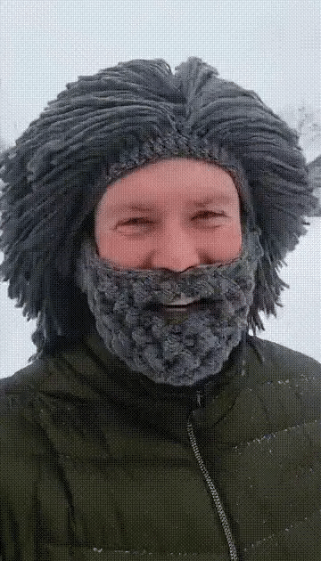 Perruque tricotée d'hiver et bonnet à barbe