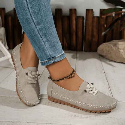 Mocassins Décontractés à Lacets en Effet Cuir pour Femmes