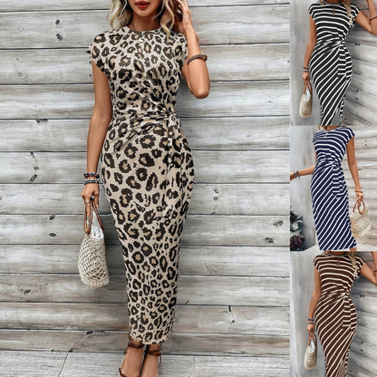 Robe longue Seralina à taille nouée et blocs de couleurs pour femme