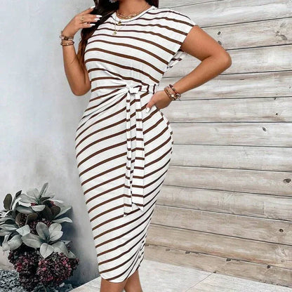 Robe longue Seralina à taille nouée et blocs de couleurs pour femme