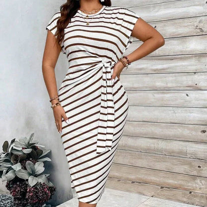 Robe longue Seralina à taille nouée et blocs de couleurs pour femme
