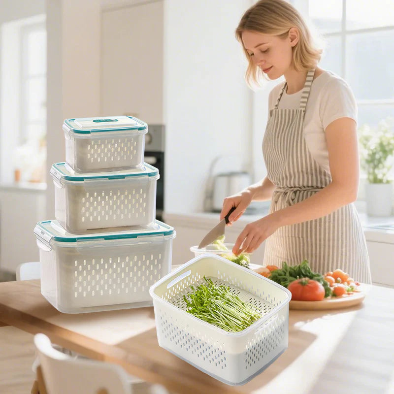 Boîte de conservation des aliments avec égouttoir amovible et couvercle hermétique