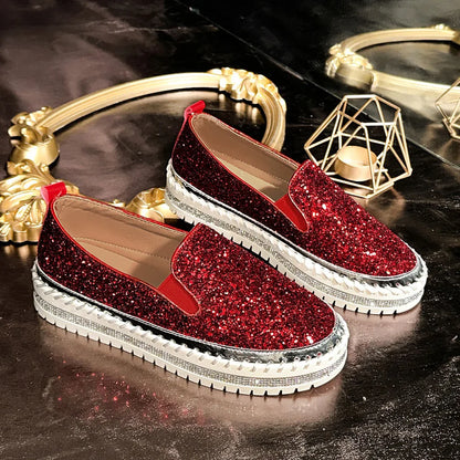 Chaussures confortables à enfiler à paillettes pour femmes