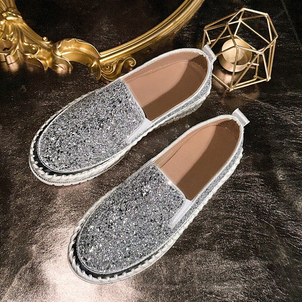 Chaussures confortables à enfiler à paillettes pour femmes