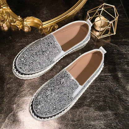 Chaussures confortables à enfiler à paillettes pour femmes