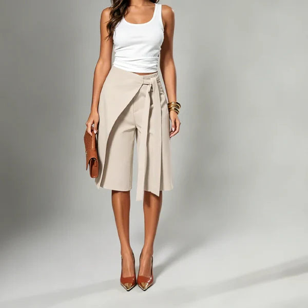 Pantalon Jupe-Culotte Portefeuille à Nouer pour Femme