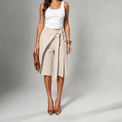 Pantalon Jupe-Culotte Portefeuille à Nouer pour Femme