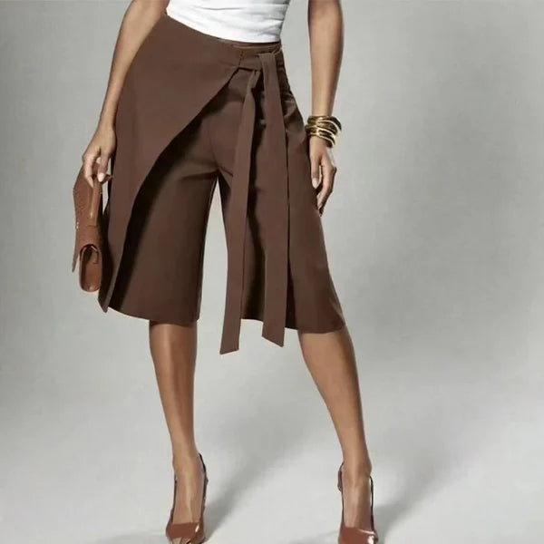 Pantalon Jupe-Culotte Portefeuille à Nouer pour Femme