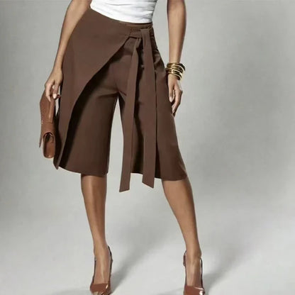 Pantalon Jupe-Culotte Portefeuille à Nouer pour Femme