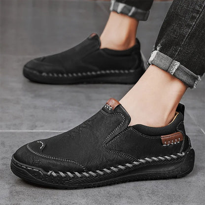 Chaussures de marche sans lacets effet cuir pour hommes