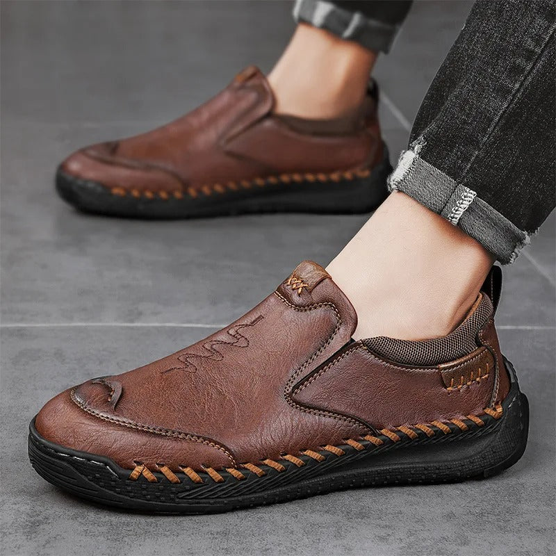 Chaussures de marche sans lacets effet cuir pour hommes