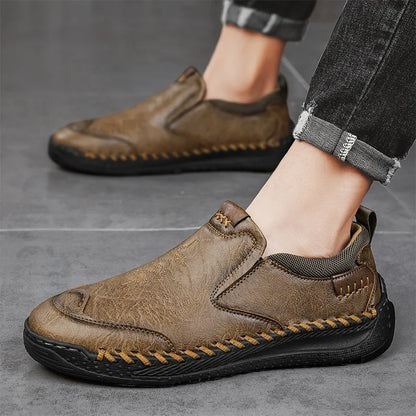 Chaussures de marche sans lacets effet cuir pour hommes