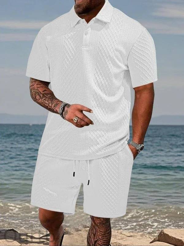 Ensemble polo texturé et short à cordon pour homme
