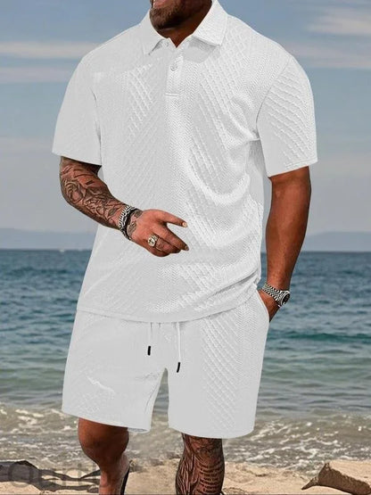 Ensemble polo texturé et short à cordon pour homme