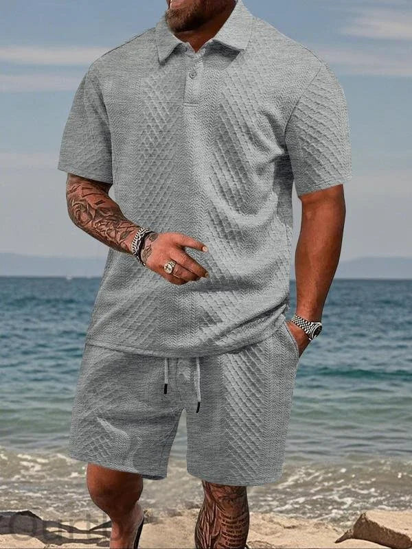 Ensemble polo texturé et short à cordon pour homme