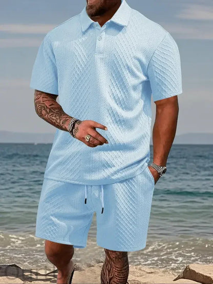 Ensemble polo texturé et short à cordon pour homme