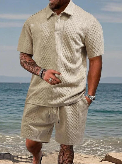 Ensemble polo texturé et short à cordon pour homme