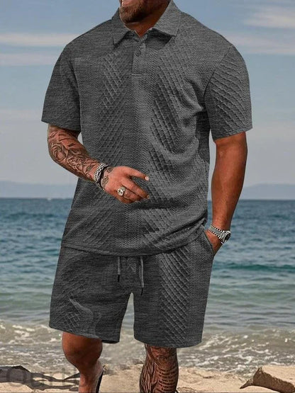 Ensemble polo texturé et short à cordon pour homme