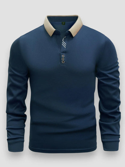 Polo texturé à manches longues pour homme