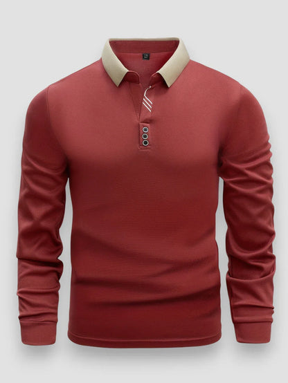 Polo texturé à manches longues pour homme