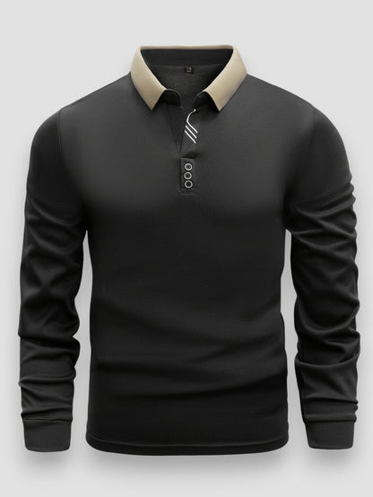 Polo texturé à manches longues pour homme