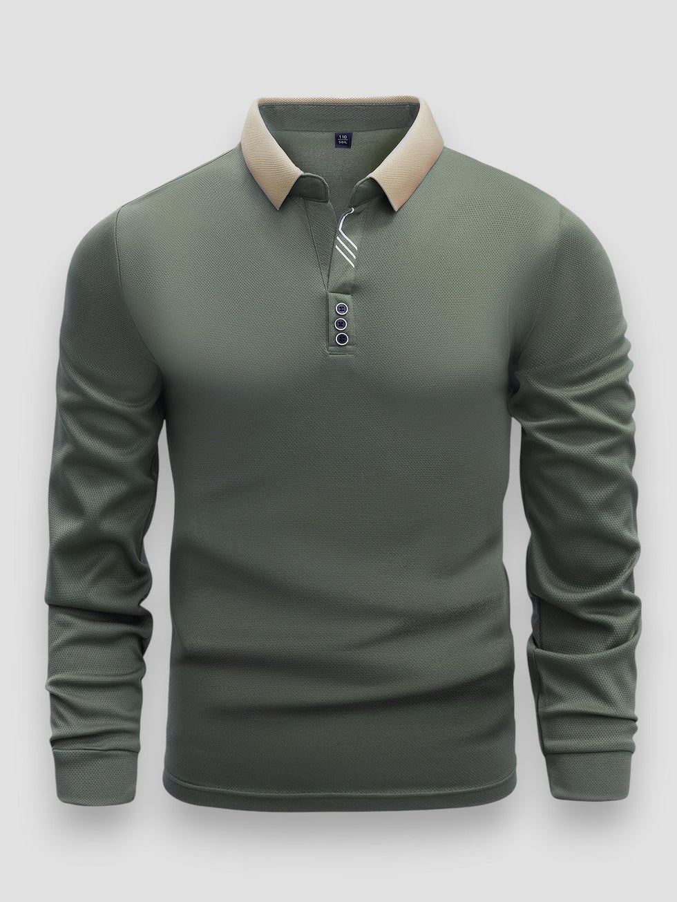 Polo texturé à manches longues pour homme