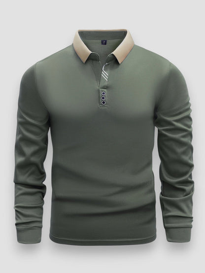 Polo texturé à manches longues pour homme