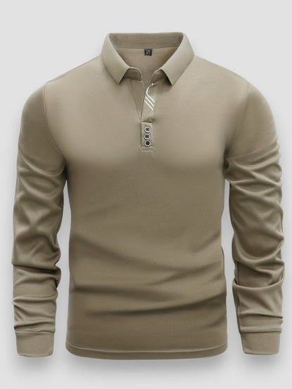 Polo texturé à manches longues pour homme