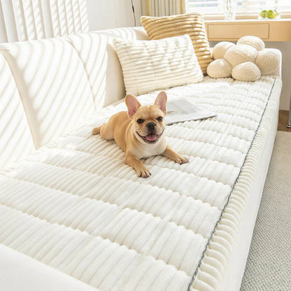 Housse de protection matelassée antidérapante en peluche pour canapé pour animaux de compagnie