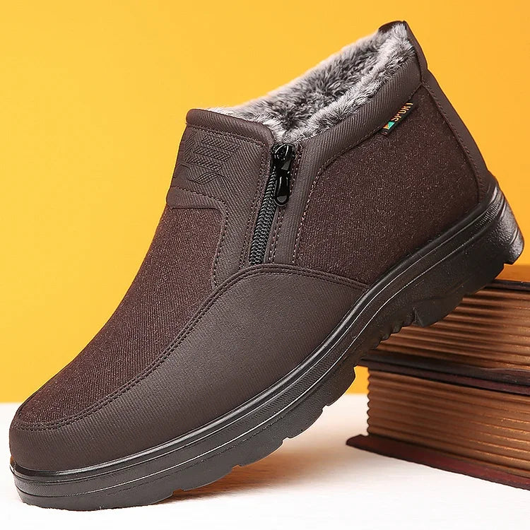 Bottes de neige chaudes pour hommes, résistantes à l’eau et antidérapantes, en polaire d'hiver
