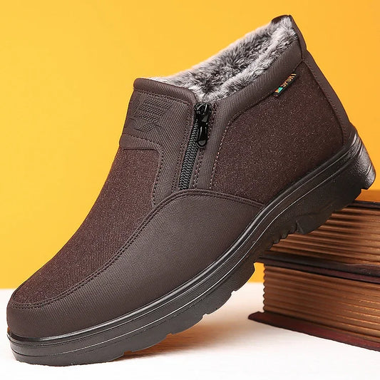 Bottes de neige chaudes pour hommes, résistantes à l’eau et antidérapantes, en polaire d'hiver